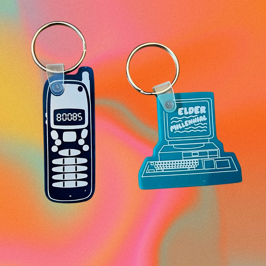 Nostalgic Jelly Keychain- Cell phone- Computer- millennial
