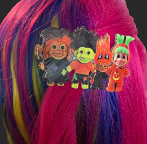 Vintage 90s Russ Troll inspired Hair Clip- Spooky Season- Halloween- Hair Accessories