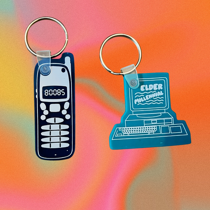 Nostalgic Jelly Keychain- Cell phone- Computer- millennial