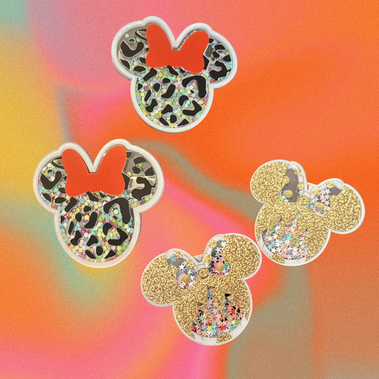 Leopard &amp; Glitter Mouse Bow Shaker Phone Sockets