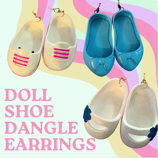 Doll Shoes Dangle Earrings- Doll parts