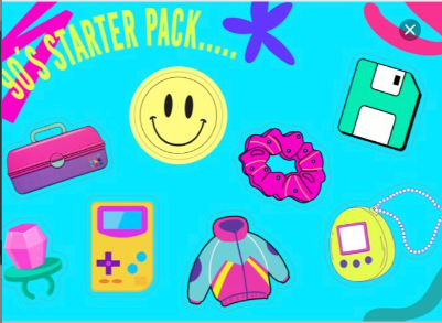 90's Starter Pack Sticker Sheet- 8 stickers